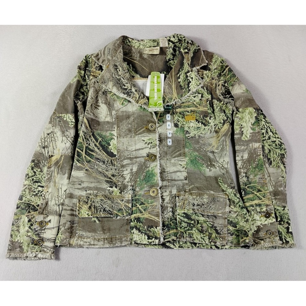 Realtree Girl Blazer Womens Medium Green Camo Cotton Jacket Hunting Outdoors